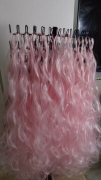 Pink French curl braiding hair