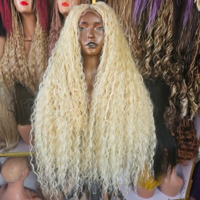 613 Closure Dark Roots Boho Wig  - Deep Wave (Ready to Ship)