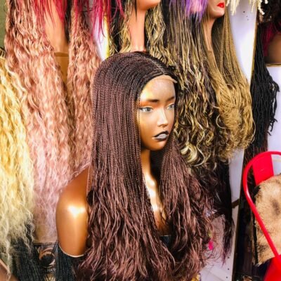 Brown Closure Micro Twists French Curls Wig (Ready to Ship)