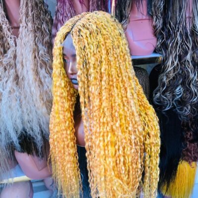 Crinkle Curl Wig- Colour Yellow (Ready to Ship)