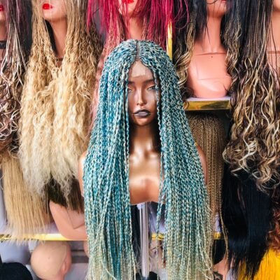 Crinkle Curl Wig- Colour Ocean Blue (Ready to Ship)