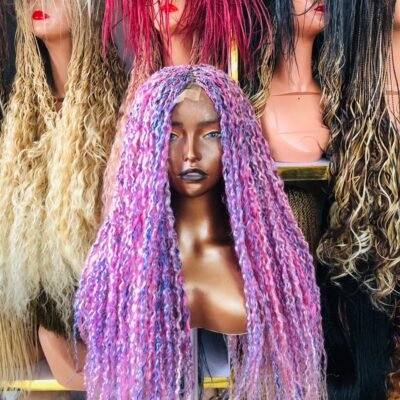Crinkle Curl Wig- Colour Pink (Ready to Ship)