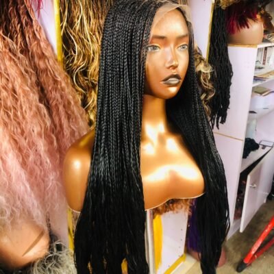 Black French Curls Frontal Braided Wig (Ready to Ship)